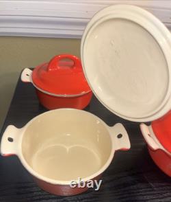 (4) GRISWOLD #67 Flamant Rouge Émail Porcelaine Fonte Faitout