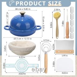 8 pièces de faitout émaillé avec couvercle pour la cuisson du pain au levain 5 quarts, bleu