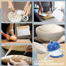 8 pièces de faitout émaillé avec couvercle pour la cuisson du pain au levain 5 quarts, bleu