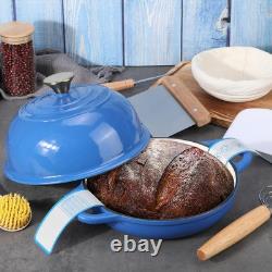 8 pièces de faitout émaillé avec couvercle pour la cuisson du pain au levain 5 quarts, bleu