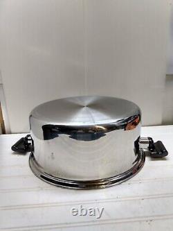 Americraft 12 Qt West Bend Multi-Core Stainless Stockpot Dutch Oven Fry Pan Lid  <br/><br/>Traduction en français : Marmite à stock en acier inoxydable multicœur de 12 pintes West Bend Americraft avec couvercle pour poêle à frire et four hollandais
