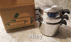 Amway Queen 18/8 Acier Inoxydable 4-quarts Marmite/Cocotte, Cuit-vapeur et Couvercle NIB Fabriqué aux USA