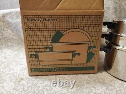 Amway Queen 18/8 Acier Inoxydable 4-quarts Marmite/Cocotte, Cuit-vapeur et Couvercle NIB Fabriqué aux USA
