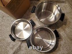 Amway Queen 18/8 Acier Inoxydable 4-quarts Marmite/Cocotte, Cuit-vapeur et Couvercle NIB Fabriqué aux USA