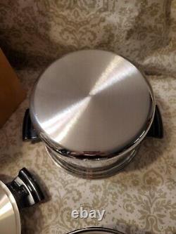 Amway Queen 18/8 Acier Inoxydable 4-quarts Marmite/Cocotte, Cuit-vapeur et Couvercle NIB Fabriqué aux USA