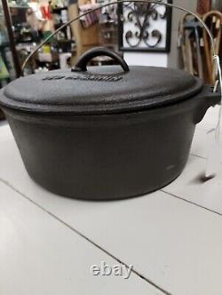 Ancienne casserole rôtissoire en fonte pour four néerlandais montagne #10 avec couvercle et poignée personnalisés.