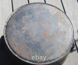 Antique RARE EARLY Wagner Arc Logo #10 Cocotte Néerlandaise avec Couvercle Anneau de Chaleur S'assoit à Plat 1891