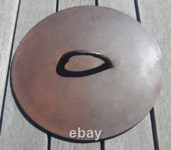 Antique RARE EARLY Wagner Arc Logo #10 Cocotte Néerlandaise avec Couvercle Anneau de Chaleur S'assoit à Plat 1891