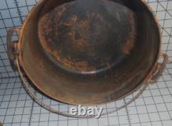 Antique RARE EARLY Wagner Arc Logo #10 Cocotte Néerlandaise avec Couvercle Anneau de Chaleur S'assoit à Plat 1891