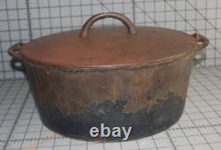 Antique RARE EARLY Wagner Arc Logo #10 Cocotte Néerlandaise avec Couvercle Anneau de Chaleur S'assoit à Plat 1891