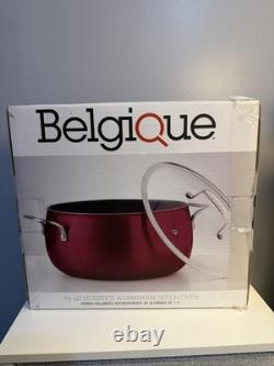 Belgique faitout en aluminium antiadhésif de 7,5 pintes avec couvercle en verre rouge neuf en boîte