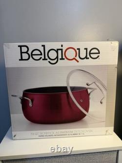Belgique faitout en aluminium antiadhésif de 7,5 pintes avec couvercle en verre rouge neuf en boîte
