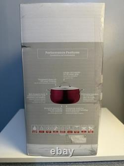 Belgique faitout en aluminium antiadhésif de 7,5 pintes avec couvercle en verre rouge neuf en boîte