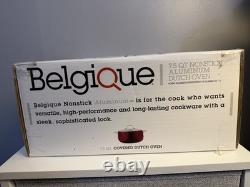 Belgique faitout en aluminium antiadhésif de 7,5 pintes avec couvercle en verre rouge neuf en boîte