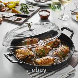 Braise en fonte avec couvercle en verre, faitout, 3,5 litres, pour 3-4 personnes, fabriqué en France