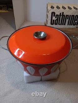 CATHERINEHOLM Vaisselle en émail Rouge Blanc Lotus cocotte 12,5 Dutch oven avec couvercle boîte d’origine