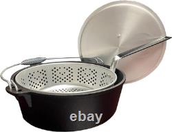 CIFFB Cocotte en fonte de 6 quarts avec couvercle en aluminium et panier vapeur