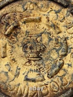 C. 1905 McCoy Vaisselle de Cuisine Néerlandaise en Éponge Faitout en Céramique avec Couvercle Ligné en Bleu