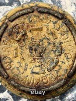 C. 1905 McCoy Vaisselle de Cuisine Néerlandaise en Éponge Faitout en Céramique avec Couvercle Ligné en Bleu