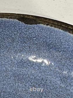 C. 1905 McCoy Vaisselle de Cuisine Néerlandaise en Éponge Faitout en Céramique avec Couvercle Ligné en Bleu