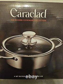 Caraclad/hex Ellevated Hex Nonstick Acier Inoxydable/Aluminium Faitout 4qt avec Couvercle en Verre