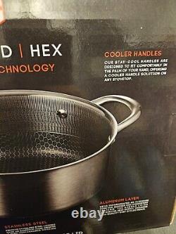 Caraclad/hex Ellevated Hex Nonstick Acier Inoxydable/Aluminium Faitout 4qt avec Couvercle en Verre