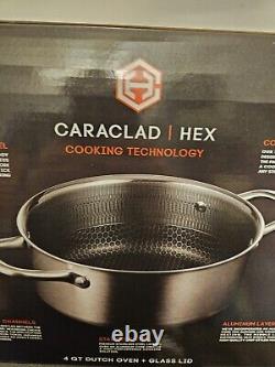 Caraclad/hex Ellevated Hex Nonstick Acier Inoxydable/Aluminium Faitout 4qt avec Couvercle en Verre