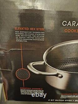 Caraclad/hex Ellevated Hex Nonstick Acier Inoxydable/Aluminium Faitout 4qt avec Couvercle en Verre