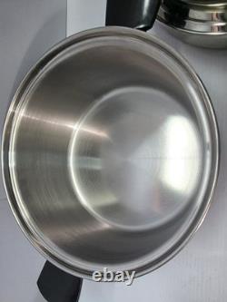 Casserole Cordon Bleu 6 qt à 7 plis en acier inoxydable chirurgical T304, cocotte et sauteuse avec un couvercle