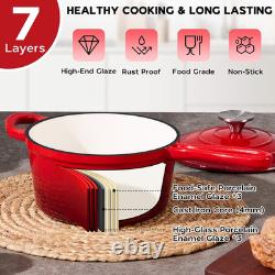 Casserole de 2QT avec couvercle, casserole en fonte émaillée, petite cocotte pour la cuisson