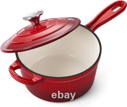 Casserole de 2QT avec couvercle, casserole en fonte émaillée, petite cocotte pour la cuisson