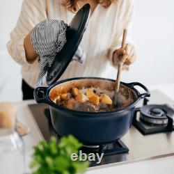 Casserole en céramique Émile Henry Sublime avec couvercle petit éclat 6 quart indigo 12,25