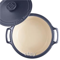 Casserole en céramique Émile Henry Sublime avec couvercle petit éclat 6 quart indigo 12,25
