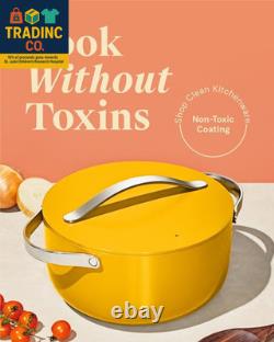 Casserole en céramique antiadhésive avec couvercle (6,5 Qt, 10,5) non toxique, sans PTFE ni PFOA