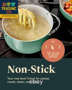 Casserole en céramique antiadhésive avec couvercle (6,5 Qt, 10,5) non toxique, sans PTFE ni PFOA