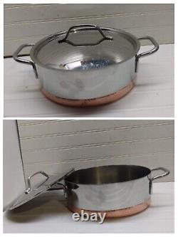 Casserole en cuivre et acier inoxydable de 4 litres de Revere Ware, modèle institutionnel 5000, avec couvercle