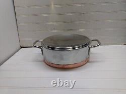 Casserole en cuivre et acier inoxydable de 4 litres de Revere Ware, modèle institutionnel 5000, avec couvercle