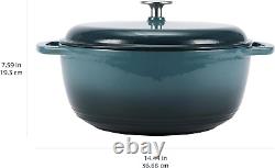 Casserole en fonte avec couvercle, émaillée, ronde, à double poignées, robuste, La