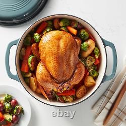 Casserole en fonte avec couvercle, émaillée, ronde, à double poignées, robuste, La