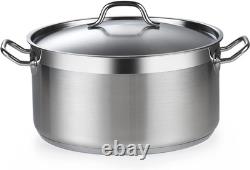 Casserole en fonte avec couvercle, faitout en acier inoxydable professionnel de 9 quarts, S