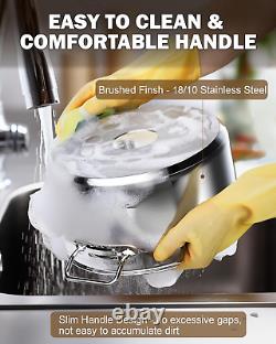 Casserole en fonte avec couvercle, faitout en acier inoxydable professionnel de 9 quarts, S