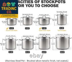 Casserole en fonte avec couvercle, faitout professionnel en acier inoxydable de 9 quarts, S