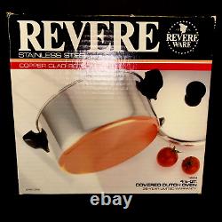 Casserole néerlandaise couverte Vintage Revere Ware SS fond en cuivre 4 1/2 qt #3514247 NIB