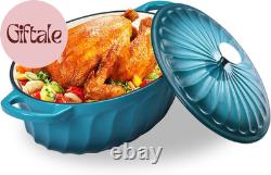 Casserole ovale émaillée en fonte avec couvercle, 7 QT, cocotte en fonte avec deux poignées