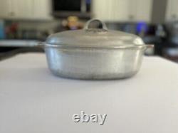 Casserole ovale en fonte d'aluminium Griswold #7 avec couvercle/soufflet vintage Hammer Top