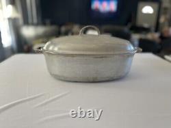 Casserole ovale en fonte d'aluminium Griswold #7 avec couvercle/soufflet vintage Hammer Top
