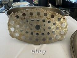Casserole ovale en fonte d'aluminium Griswold #7 avec couvercle/soufflet vintage Hammer Top