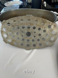 Casserole ovale en fonte d'aluminium Griswold #7 avec couvercle/soufflet vintage Hammer Top
