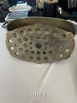 Casserole ovale en fonte d'aluminium Griswold #7 avec couvercle/soufflet vintage Hammer Top