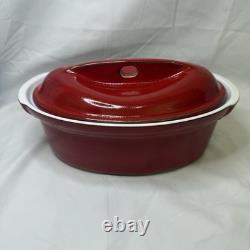 Casserole ovale rouge vintage Emile Henry avec couvercle faitout #107 2 qt 10,5 x 6,75